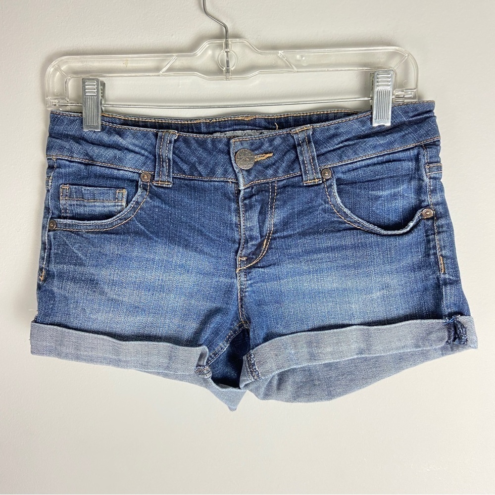 🖤5/$40!! Celebrity pink blue denim rolled cuff jean shorts size 5 mall brand